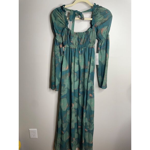 Free People Stone Cold Fox Jasmine Long Maxi Top Tunic Dress Green Size 0 XS NWT - Picture 6 of 7